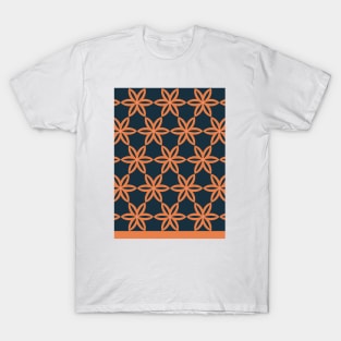 Geometric Flowers Pattern - Orange Blue T-Shirt